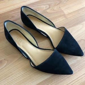J.Crew pointed black suede flats